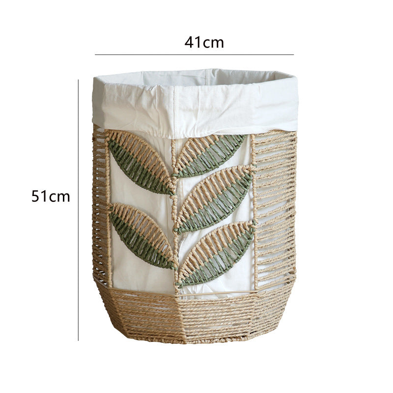 Rustic laundry basket with floral pattern Stornfield