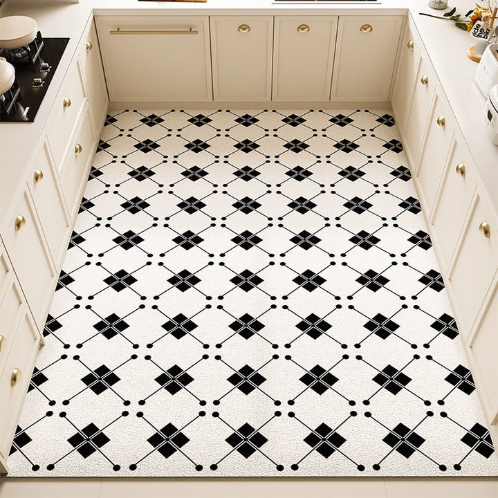 Floral Pattern Kitchen Rug