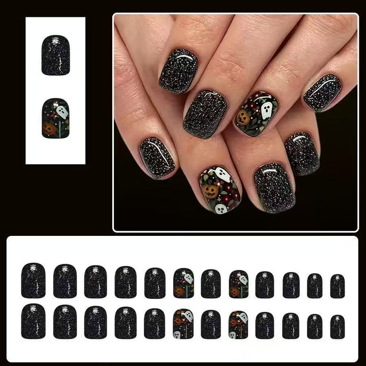 Artificial nail set with Halloween motifs and glitter accents Stornfield