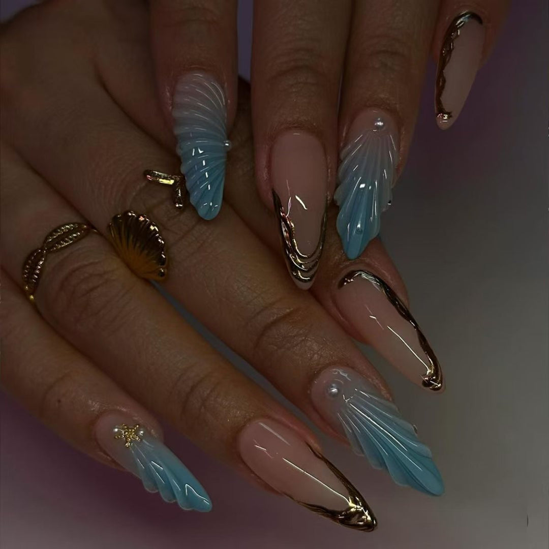 Artistic Shell-Design Nail Extensions Stornfield