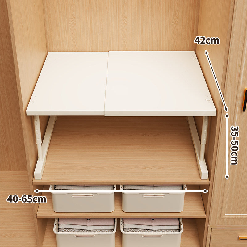 Adjustable Fold-Over Closet Shelf with Telescopic Support Brackets