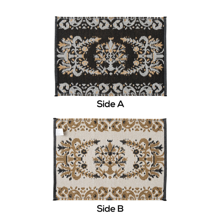 Reversible woven rug runner with ornamental jacquard structure Stornfield