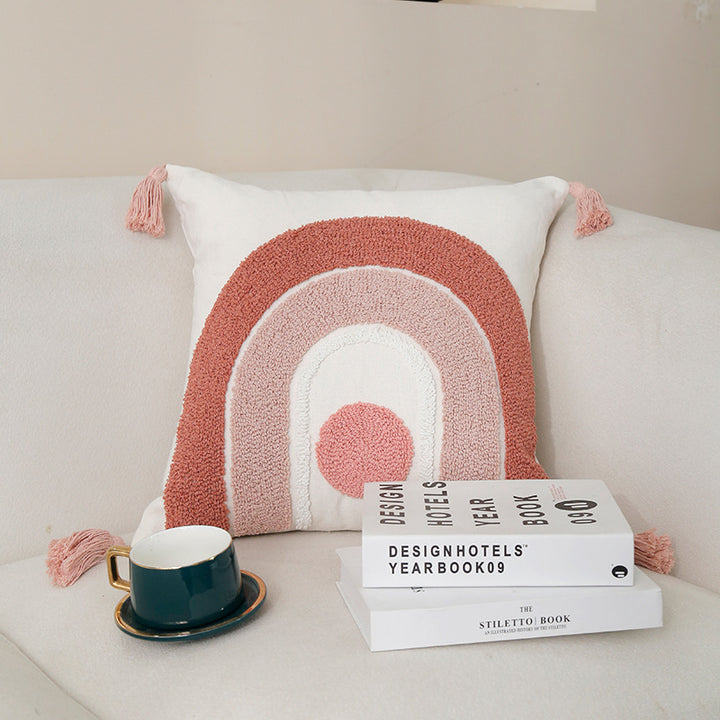 Tufted Rainbow Tassel Throw Cushion