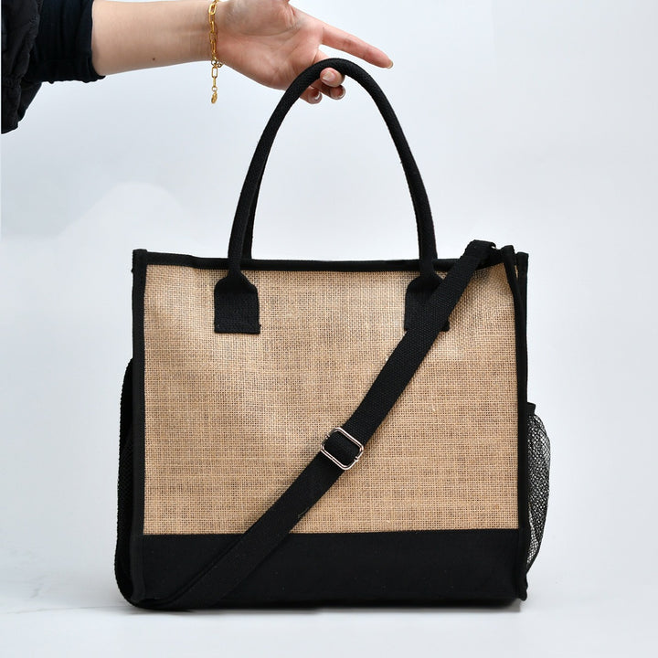 Spacious shopping bag made of sturdy jute with mesh side pockets Stornfield