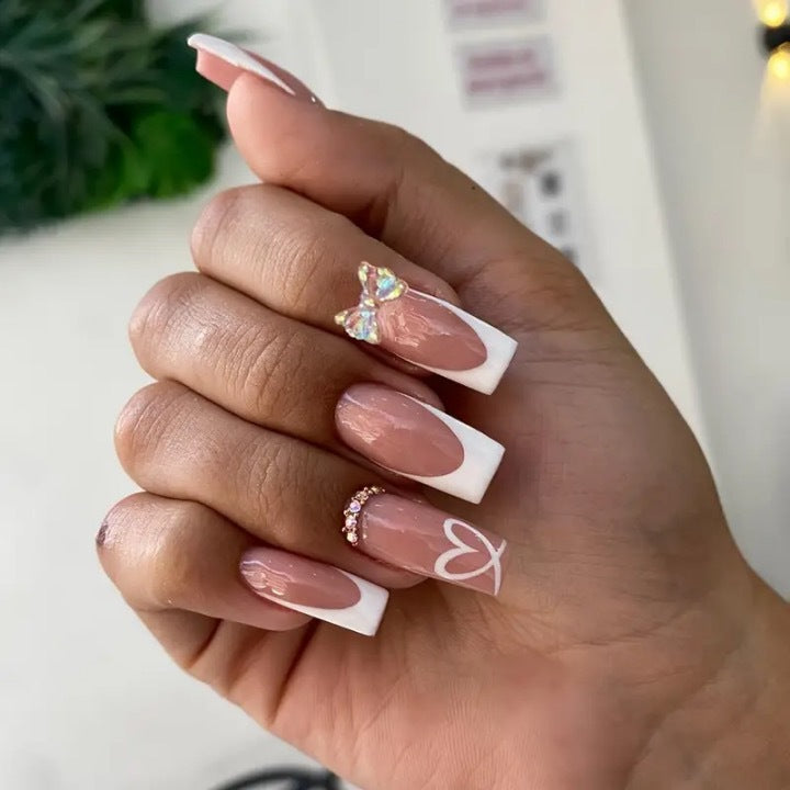 Acrylic nail set with elegant butterfly accents and rhinestones Stornfield