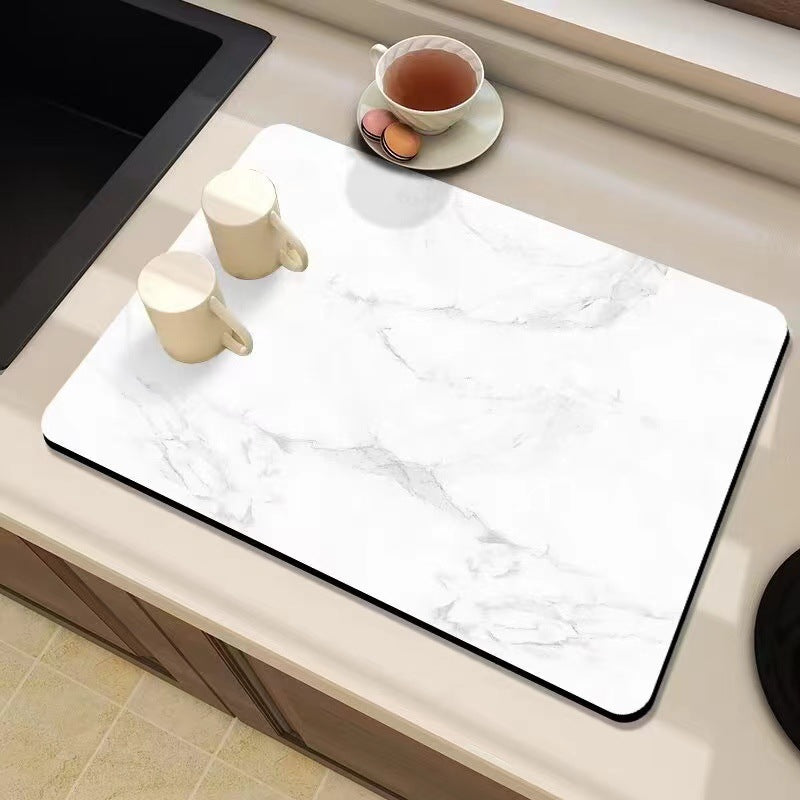 Marble-Inspired Kitchen Counter Mat Stornfield