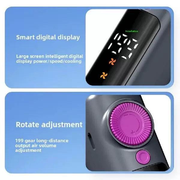 Unisex one size compact wireless turbine air circulator with digital LED display precise speed selection Stornfield