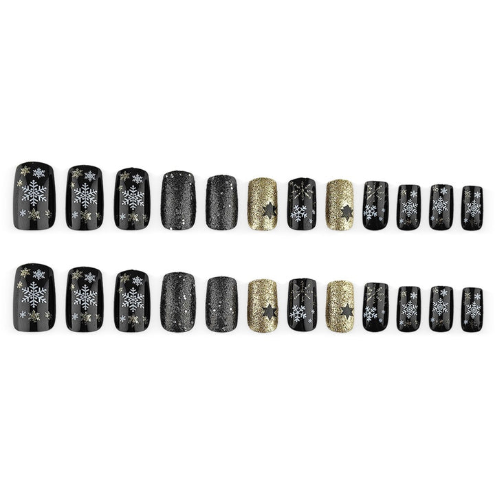 Glittering artificial nail set with Christmas design and 3D snowflakes Stornfield