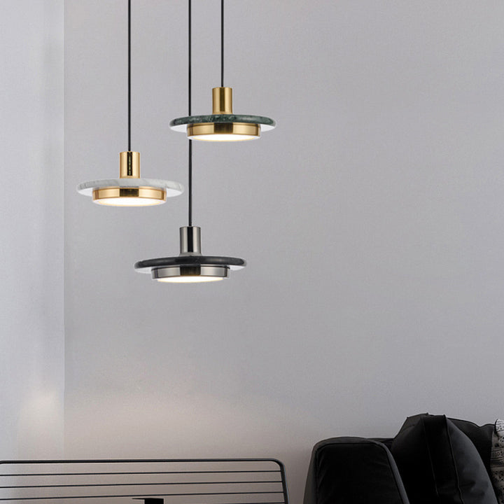 Elegant Marble and Brass Pendant Light