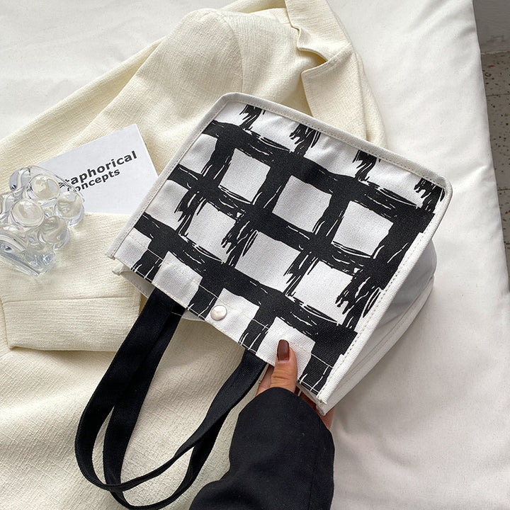 Modern Geometric Print Canvas Tote Bag