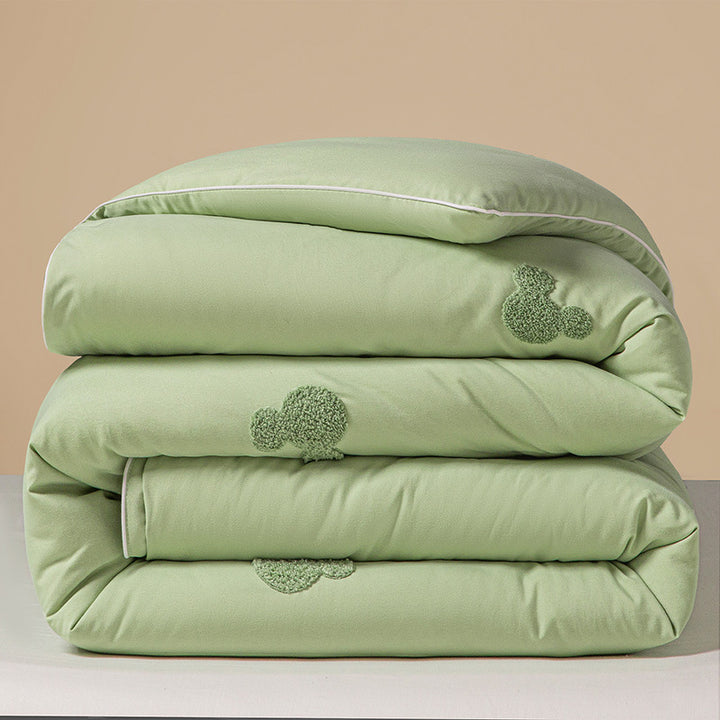 Plush Reversible Embroidered Comforter with Chenille Heart Appliqué