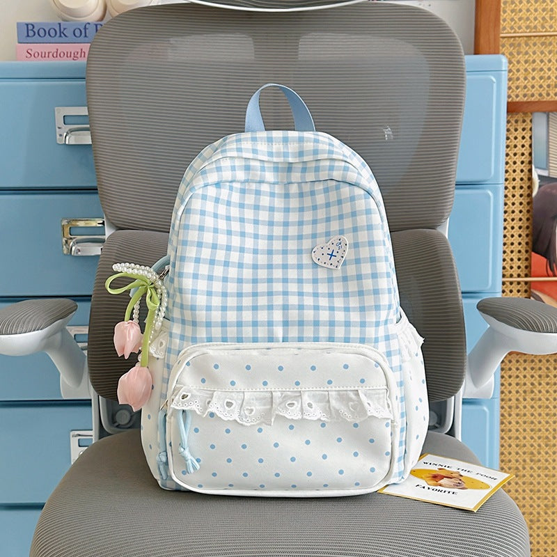 Stylish Gingham Patterned Backpack Stornfield