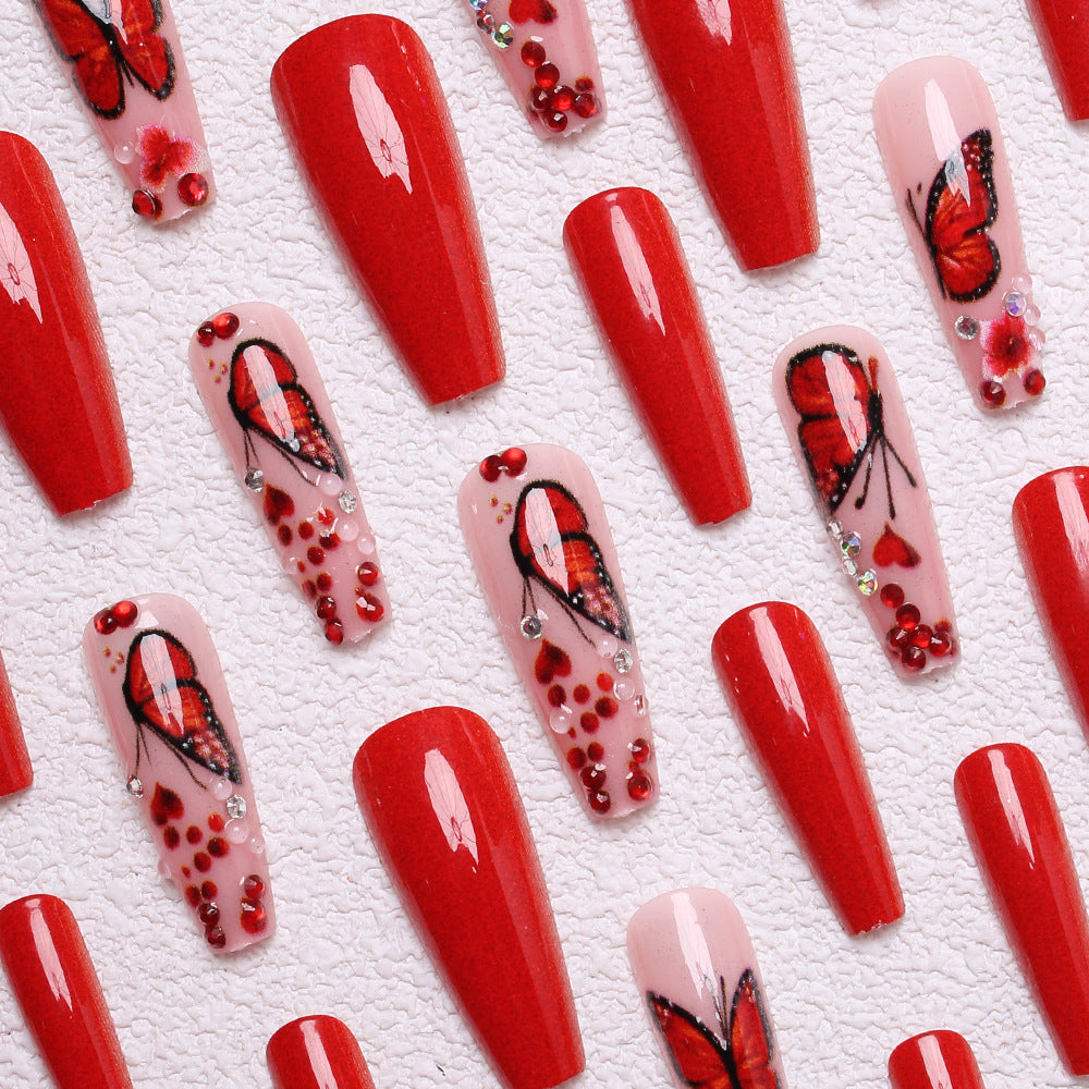 Artistic Butterfly-Embellished Press-On Nails Stornfield