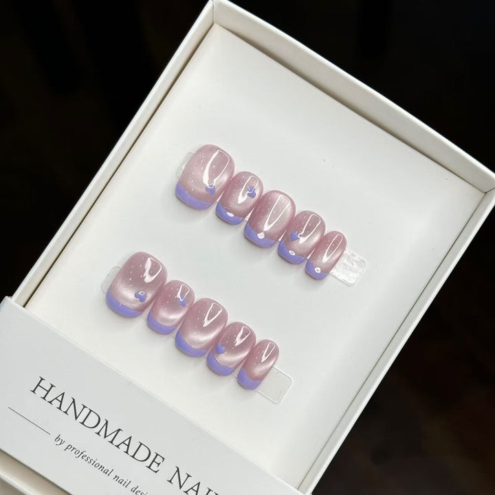 Handmade Press-On Nail Art Set with Elegant Ombre Finish