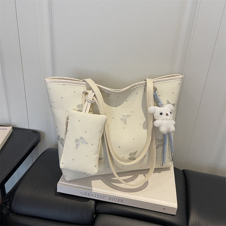 Stylish Butterfly Print Multi-Compartment Tote Bag