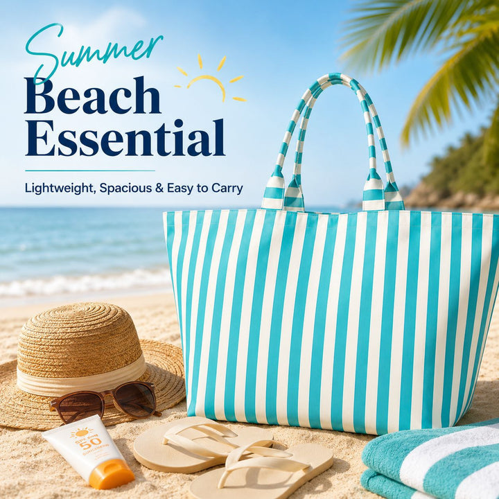 Beach bag with width, water-repellent stripes Stornfield