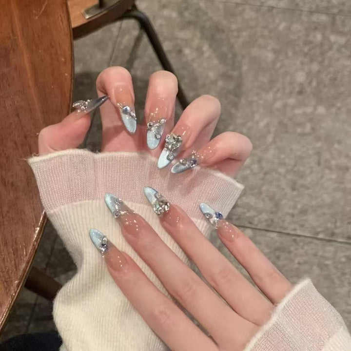 Elegant Crystal-Embellished Press-On Nails Stornfield