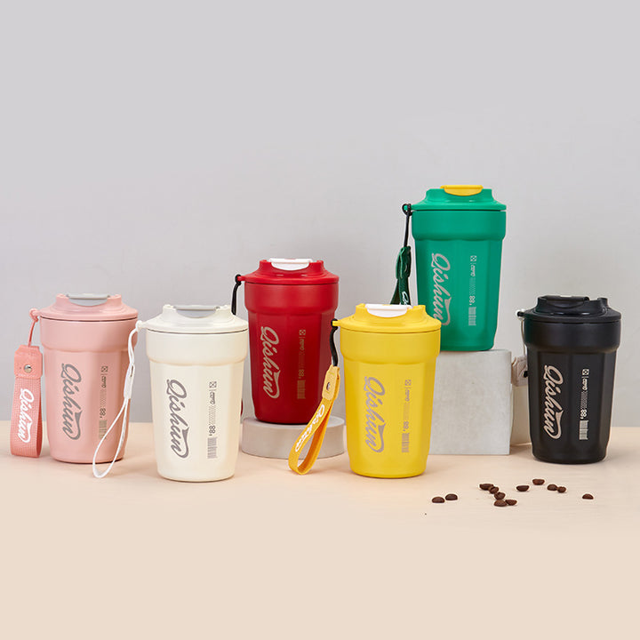Ladies practical insulated drinking cup with carry strap Stornfield