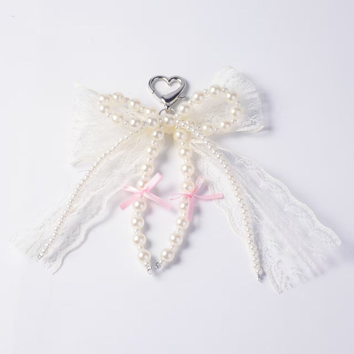 Elegant Pearl and Lace Charm Keychain Stornfield