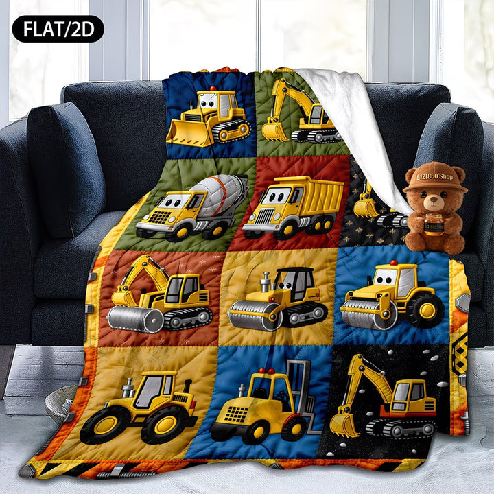 Construction-Themed Fleece Throw Blanket