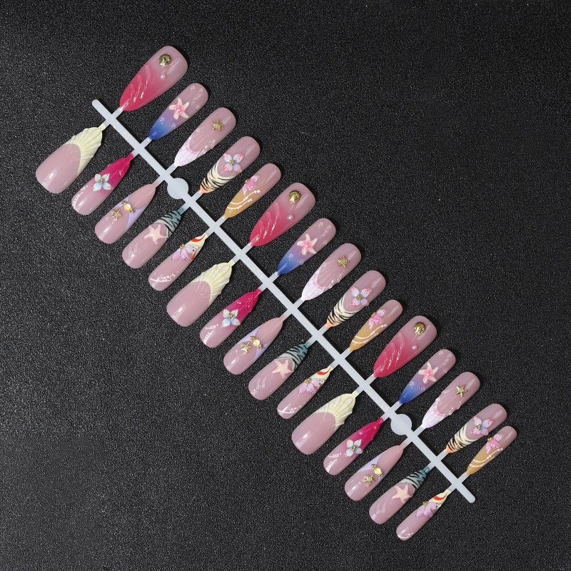 Artistic Shell-Inspired Press-On Nail Set Stornfield