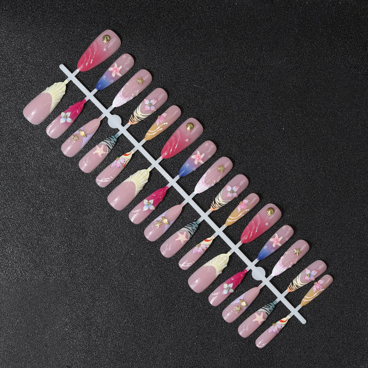 Artistic Shell-Inspired Press-On Nail Set Stornfield