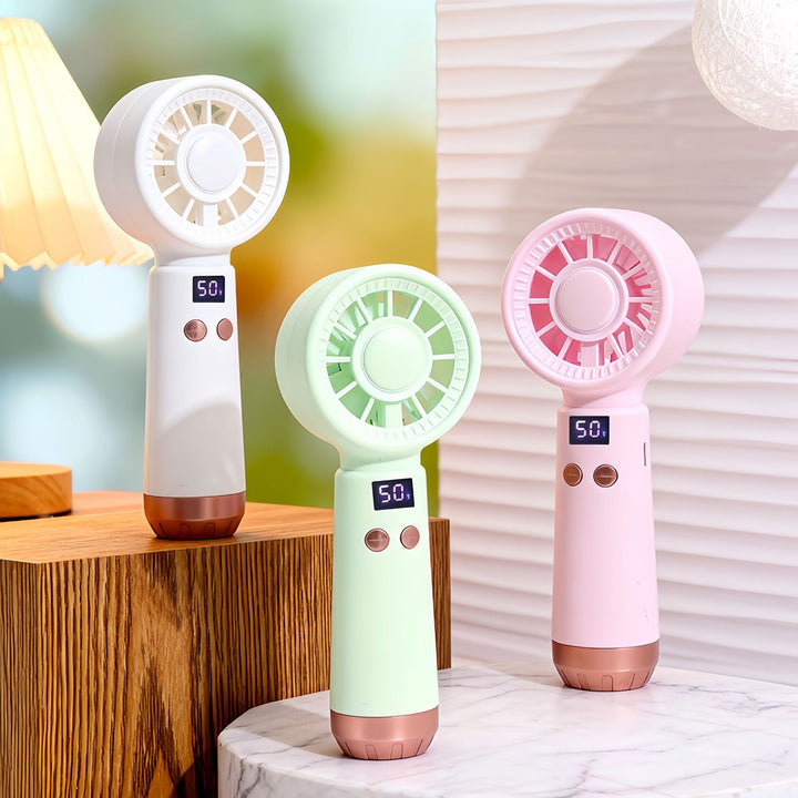 Women's Portable USB Hand Fan with Temperature Display Stornfield