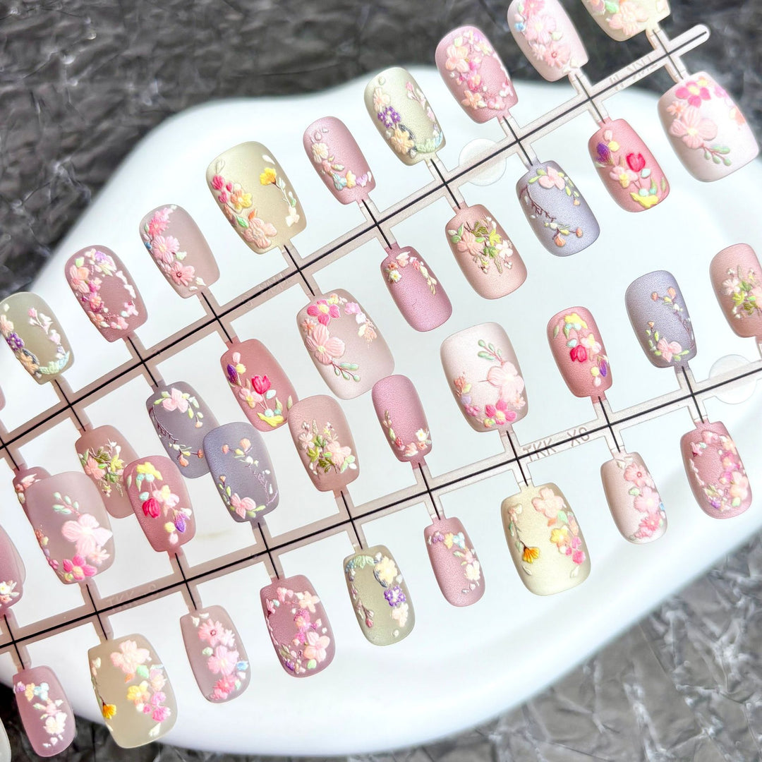 Floral Embellished Press-On Nail Collection