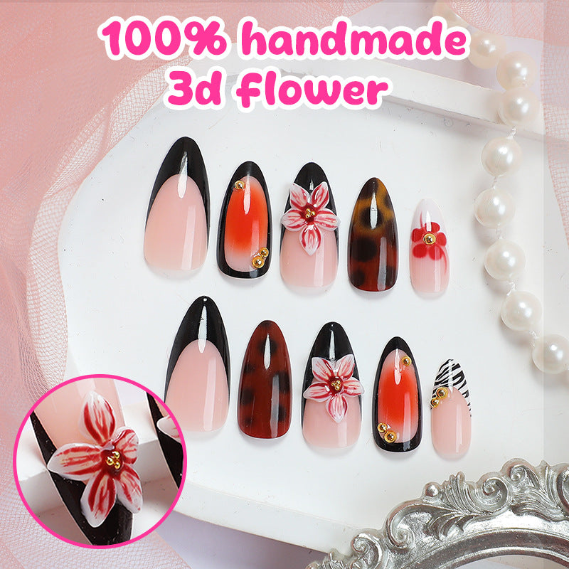 Artificial nail set with floral and creative decorations Stornfield