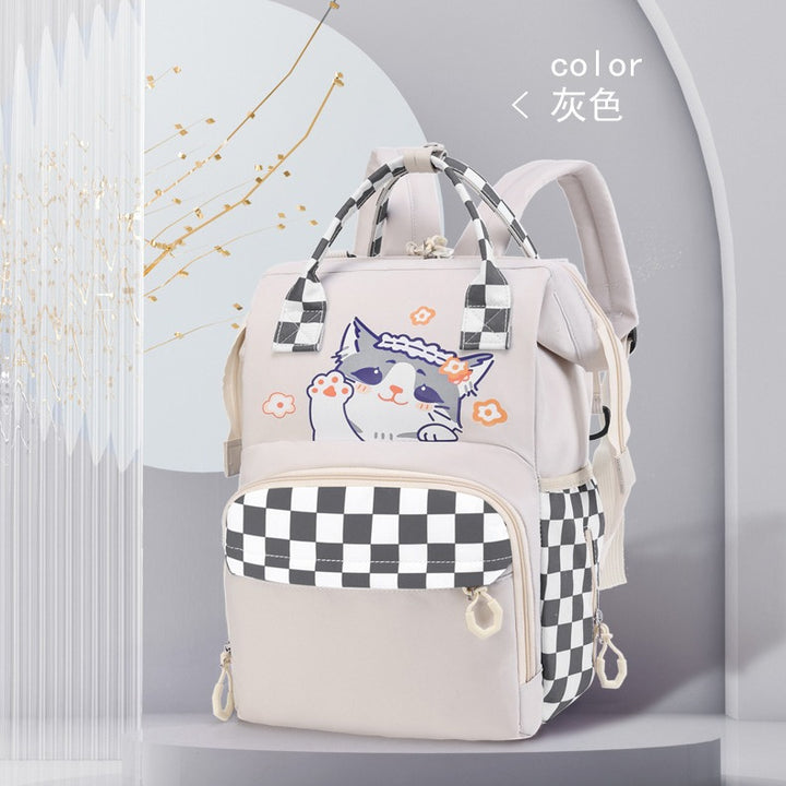 Playful Cat-Themed Multi-Pocket Backpack Stornfield