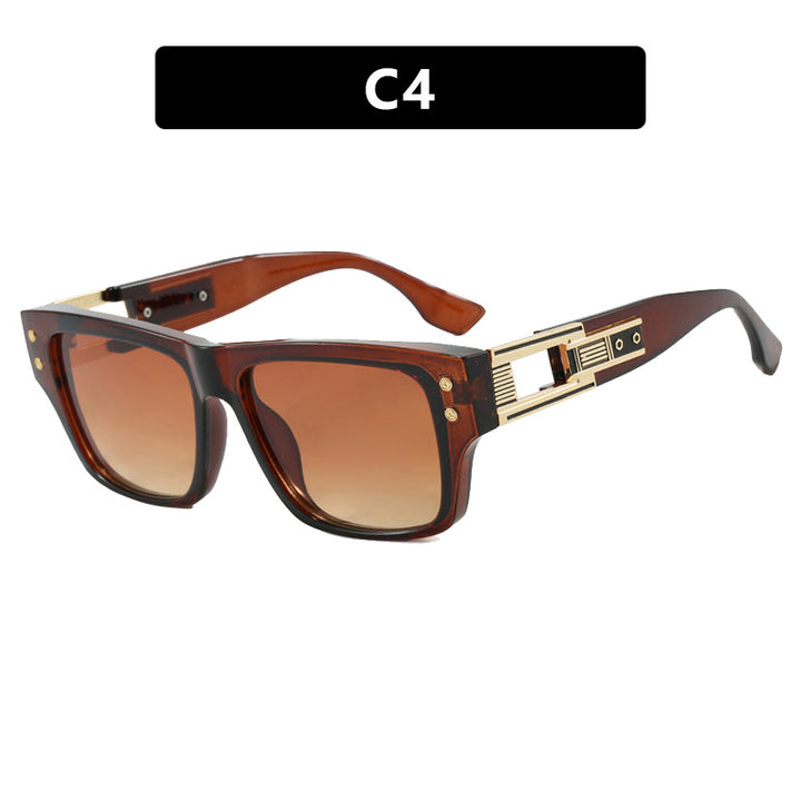 Women’s trendy square sunglasses with elegant gold decorative structure Stornfield