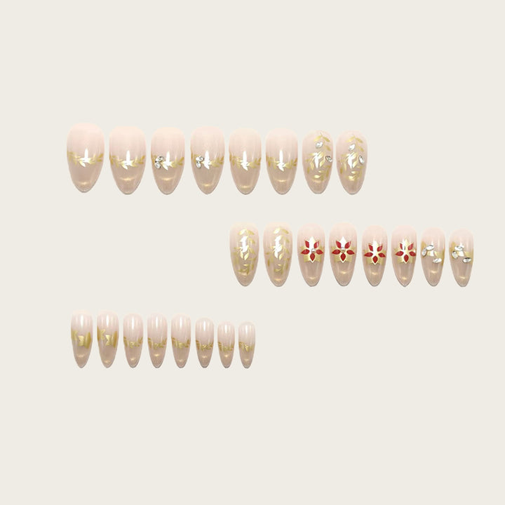 Artificial nails with elegant flower design and glitter accents Stornfield