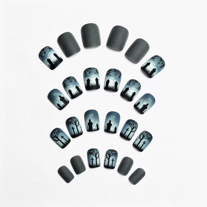 Creative nail art with dramatic tombstone design Stornfield