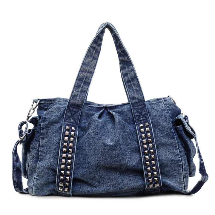 Distressed Denim Weekender Bag