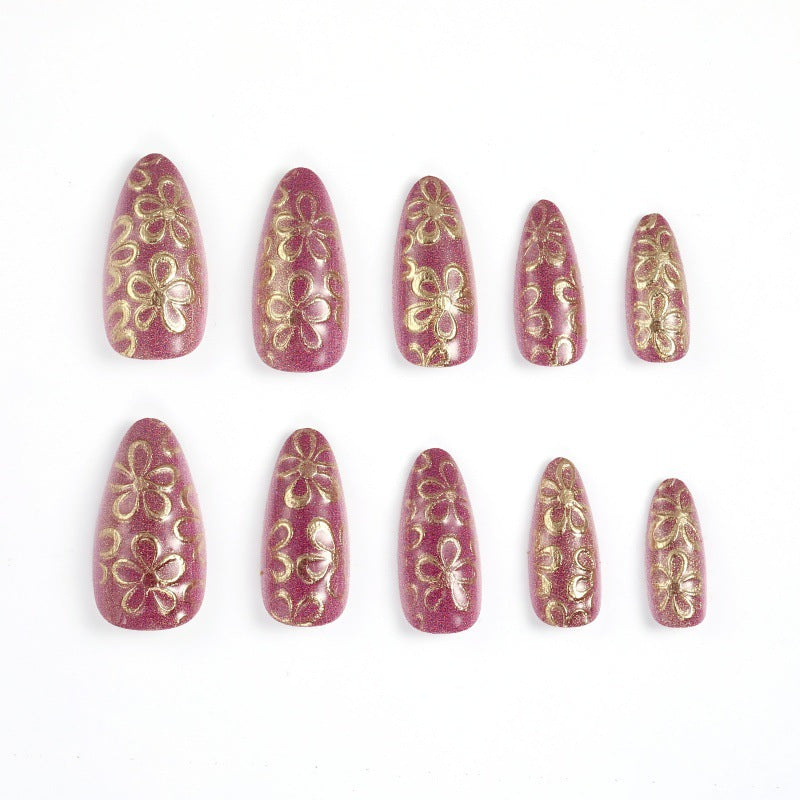 Glittering artificial nails with floral patterns Stornfield