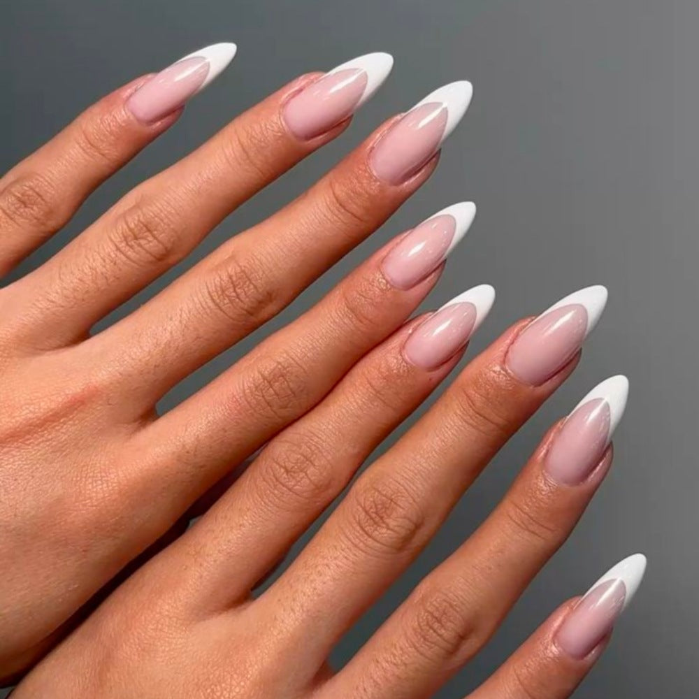 Elegant French Tip Stiletto Nail Enhancements
