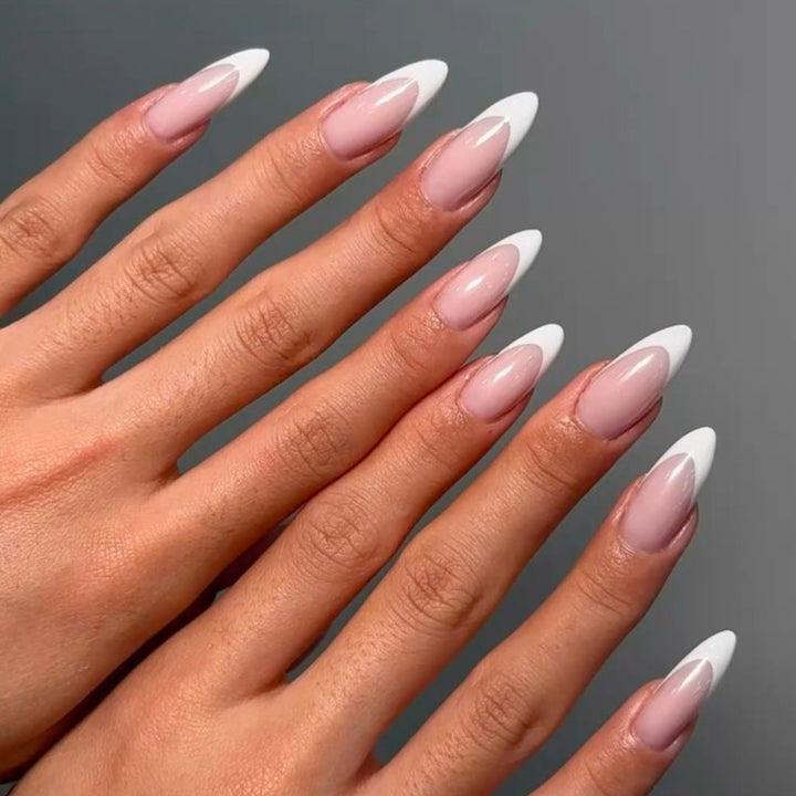 Elegant French Tip Stiletto Nail Enhancements