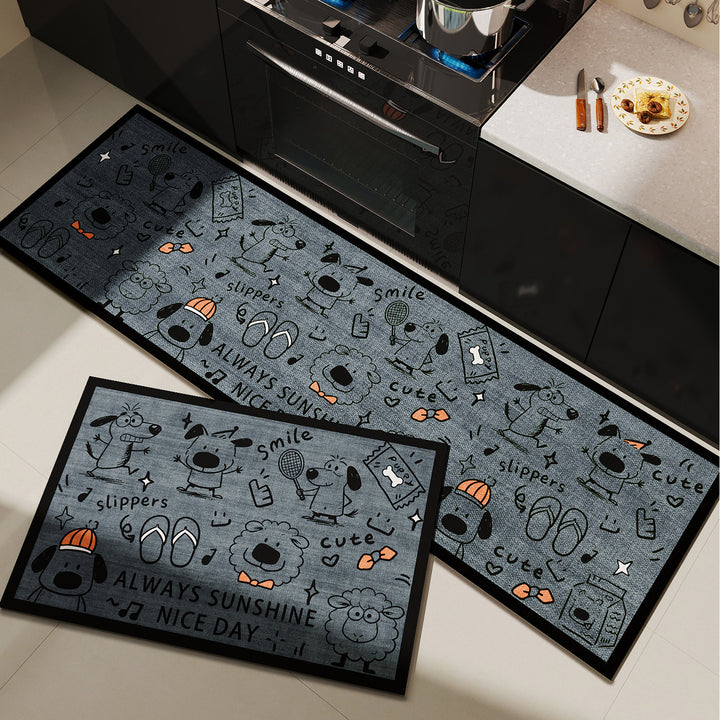 Playful Cartoon-Themed Kitchen Mat