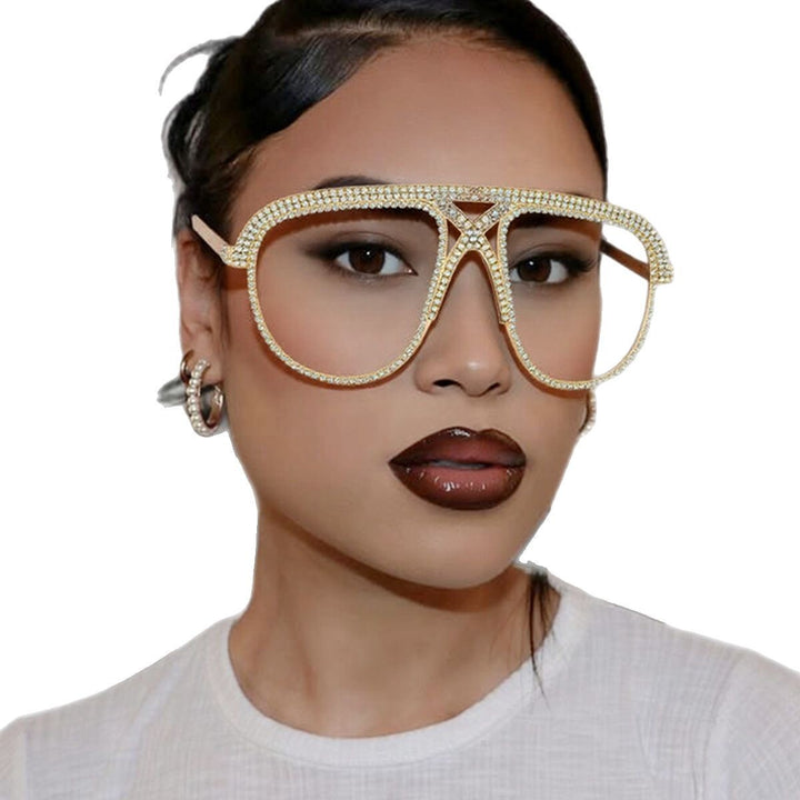 Women's Glamorous oversized Sunglasses with sparkling Crystal frame Stornfield