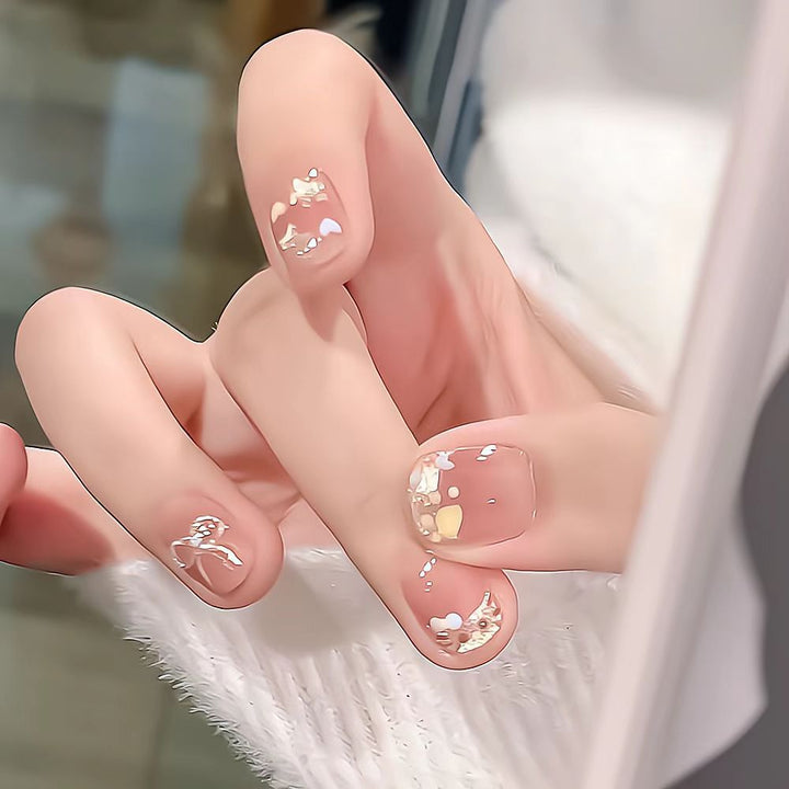 Decorative Press-On Nail Set with Heart and Floral Design Stornfield