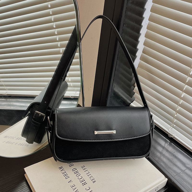 Suede and Leather Shoulder Bag