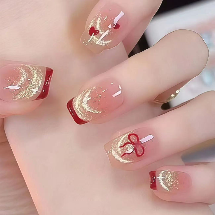 Heart-Themed Press-On Nail Art