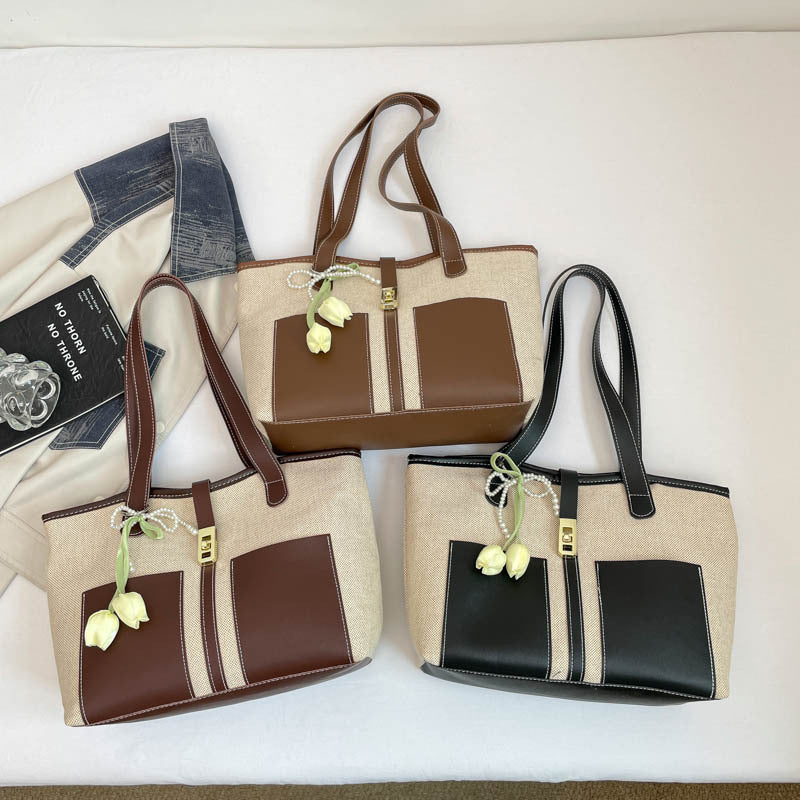 Stylish Canvas Tote Bag with Elegant Accents