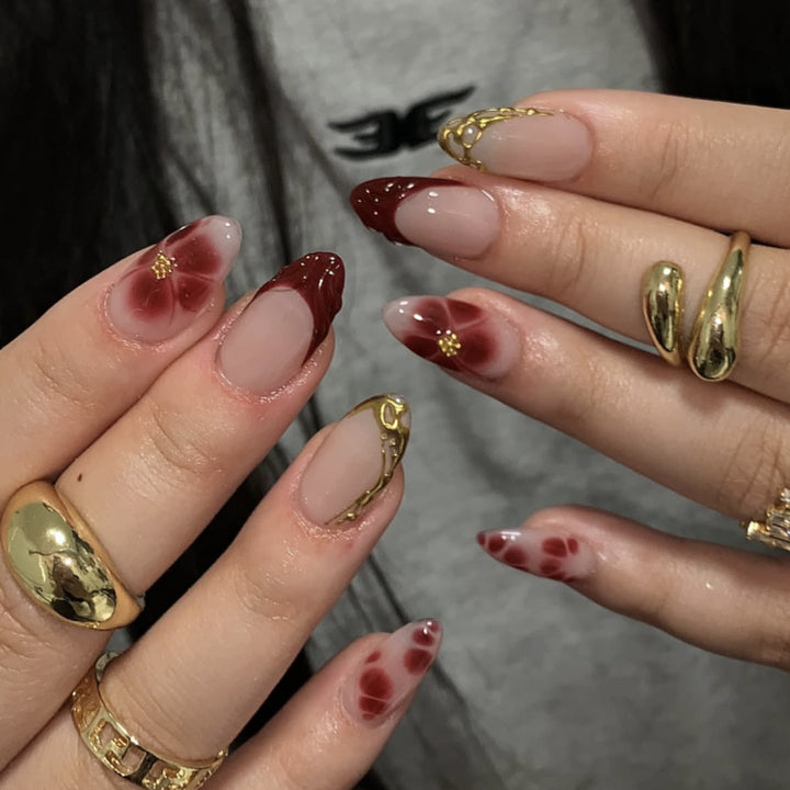 Artistic Floral Press-On Nail Set Stornfield