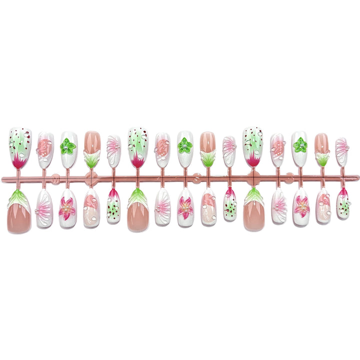 Decorative Floral Artwork Press-On Nail Set