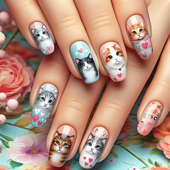 Stylish Cat Design Artificial Nails Stornfield