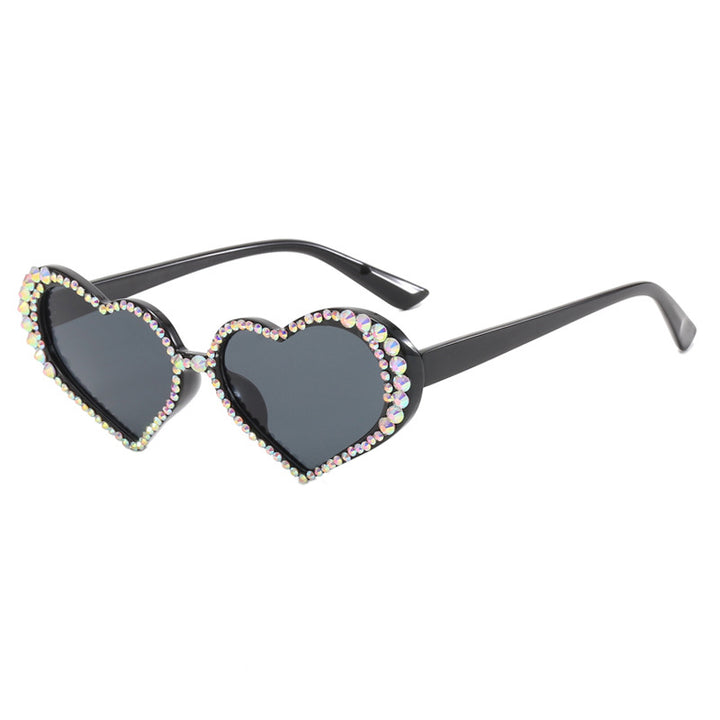 Women's Heart-Shaped Sunglasses with Rhinestone-Embellished Frame Stornfield