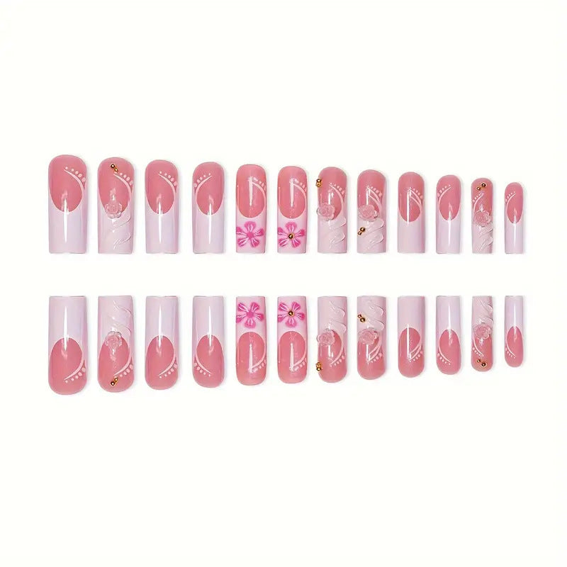 Decorative 3D Floral Acrylic Nail Extensions Stornfield