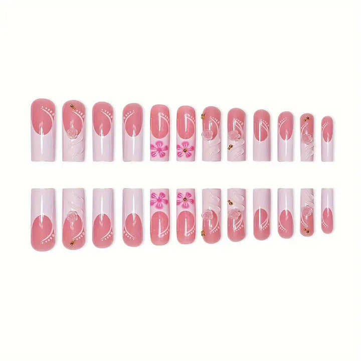 Decorative 3D Floral Acrylic Nail Extensions Stornfield