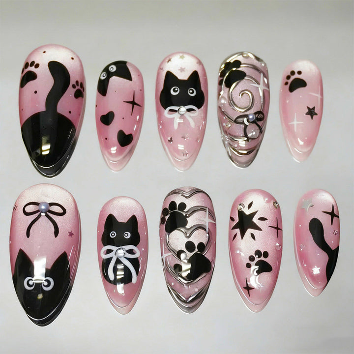 Nail art set with cat pattern Stornfield